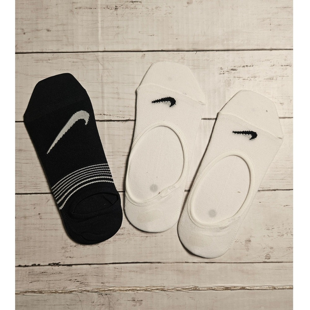 Nike Womens Everyday Lightweight No Show Socks 3 Pair Set Black White Large‎ L